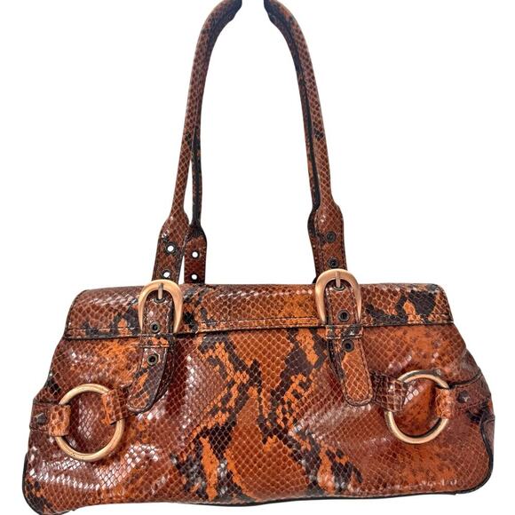 Adrienne Vittadini Snakeskin Leather Baguette Western Shoulder Bag One Size NWOT - Picture 4 of 11